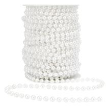 Guirnalda de Perlas Artificiales de Cuentas 6 mm, Hilo Blanco de 25 m Guirnalda de Perlas Artificiales de Cuentas 6 mm, Hilo Blanco de 25 m
