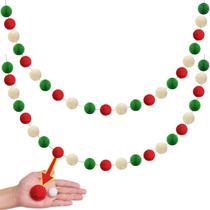 Guirnalda de Pompones Navideña con Bolas de Fieltro de 4 cm de Diámetro y 4 m de Largo