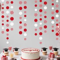 Guirnalda pinkblume roja y blanca con cuadros y lunares de 16 m