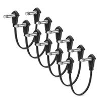 Guitar Patch Cables Augioth 15 cm em forma de S 1/4 TS, pacote com 6 unidades, preto