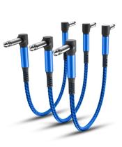 Guitar Patch Cables Elebase, pacote com 3, 30 cm, 6,35 mm, ângulo reto