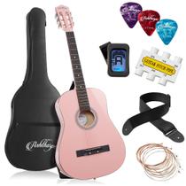 Guitarra Acústica Ashthorpe para Iniciantes - 38 Polegadas - Rosa com Kit Guitarra Acústica Ashthorpe para Iniciantes - 38 Polegadas - Rosa com Kit