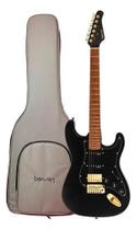 Guitarra benson - hardy s 902 - stratocaster - black / gold - com capa