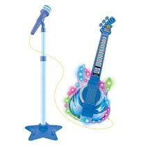 Guitarra c/ Microfone Pedestal Rock Show Azul Dm Toys