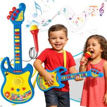 Guitarra Com Microfone Brinquedo Infantil Bebê Musical Luzes