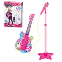 Guitarra com Microfone e Pedestal Infantil Rock Show Dm Toys DMT5893 Rosa