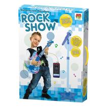 Guitarra com microfone pedestal rock show azul - dmtoys dmt5894