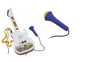 Guitarra Com Microfone Som E Luz Musical Infantil Educativo - Xi Anda