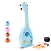 Guitarra de brinquedo YOLOPARK 17 Kids para meninas e meninos com 4 cordas azul Guitarra de brinquedo YOLOPARK 17 Kids para meninas e meninos com 4 cordas azul