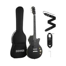 Guitarra Donner DLP124 Preta Corpo Basswood Braço Maple Escala Rosewood Captadores HH Tarraxas Blindadas com Bag