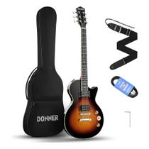 Guitarra Donner DLP124 Sunburst Corpo Basswood Braço Maple Escala Rosewood Captadores HH Tarraxas Blindadas com Bag Guitarra Donner DLP124 Sunburst Corpo Basswood Braço Maple Escala Rosewood Captadores HH Tarraxas Blindadas com Bag