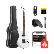 Guitarra Donner DMT100 Matte White Corpo Poplar Braço Maple Escala Laurel Captadores HH Ferragens Pretas com Bag e Acessórios
