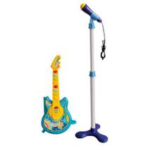 Guitarra e Microfone Infantil Musical Azul BW138AZ Importway