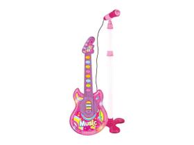 Guitarra e Microfone Infantil Musical IMPORTWAY Rosa BW138RS