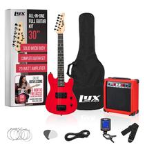 Guitarra elétrica LyxPro de 30 polegadas com kit inicial para crianças vermelha