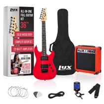 Guitarra elétrica LyxPro de 36 polegadas com kit para crianças tamanho 3/4 vermelha