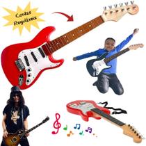 Guitarra Elétrica Musical Infantil Rgb Premium Corda De Aço
