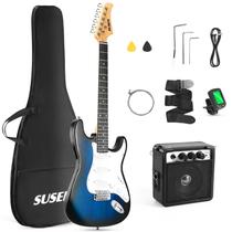 Guitarra elétrica Susen Solid Full Size 39" com kit de amplificador de 5W azul