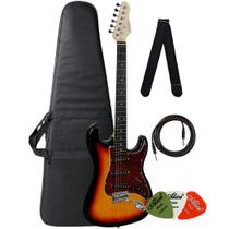 Guitarra Giannini G100 Sunburst com escudo Tortoise Capa Correia P10 Palhetas Guitarra Giannini G100 Sunburst com escudo Tortoise Capa Correia P10 Palhetas