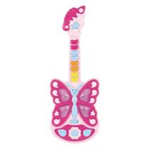 Guitarra Infantil Borboleta Menina Som Luz Musical Art Brink