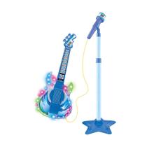 Guitarra Infantil com Microfone Conexão Celular Azul DM Toys