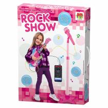 Guitarra Infantil com Microfone Pedestal - Rock Show - Rosa - DM Toys