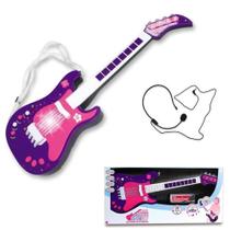 Guitarra Infantil Elétrica Com Microfone Sai Voz Menina - Unik