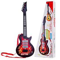 Guitarra Infantil Musical Com Luzes e 4 Cordas Vermelha