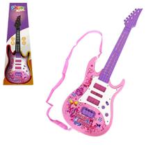 Guitarra Infantil Musical Star Com Luz 52cm - Art Brink Rosa