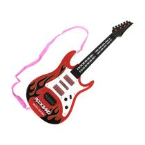 Guitarra Infantil Musical Star Com Luz 52cm - Art Brink Vermelha