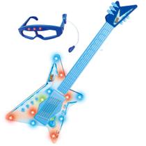Guitarra Infantil Rock Show Guitar Azul Com Oculos Luz e Som Original