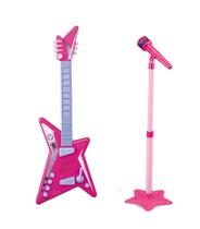 Guitarra Infantil Rock Star C/ Microfone E Luz - Rosa - Zoop
