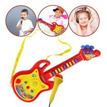 Guitarra Microfone Infantil Brinquedo Botão Cantar Voz Música Luz Show Crianças bebês
