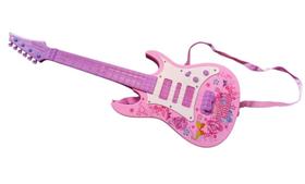 Guitarra Musical Eletrica Star Rock Show Rosa Com luzes e Som Infantil
