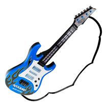Guitarra Musical Infantil Azul Rock Band Com Luz De LED E Sons Contém Alça