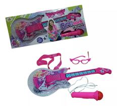 Guitarra Musical Infantil Girls Rock Com Óculos E Microfone