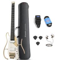 Guitarra Portátil Donner Hush-X Pro Efeitos Branca E Dourada