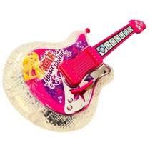 Guitarra Rosa Com Microfone Para Explorar Sons