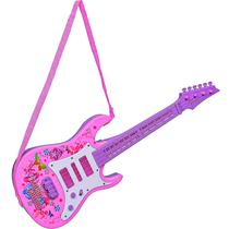Guitarra Star Com Som E Luz Rosa - Art Brink