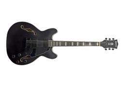 Guitarra waldman semi acustica hollow body gho100 bkm black matte