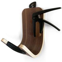 Guitarra Wall Mount Hook Strummm Modern Walnut Wood Design Guitarra Wall Mount Hook Strummm Modern Walnut Wood Design