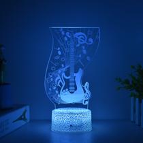 Guitarras LED 3D com luz noturna que mudam de cor para crianças com base Guitarras LED 3D com luz noturna que mudam de cor para crianças com base