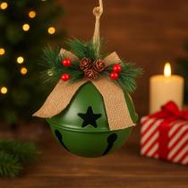Guizo Natal Decorativo Metal Verde Corda Pinhas 14cm Rústico Pendente Bola Decoração Natalina Guizo Natal Decorativo Metal Verde Corda Pinhas 14cm Rústico Pendente Bola Decoração Natalina