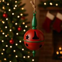 Guizo Natal Decorativo Metal Vermelho Verde 20cm Rústico Pendente Bola Decoração Natalina