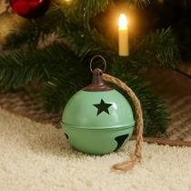 Guizo Natal Metal Verde Menta 24cm Laço Corda Enfeite Rústico Pendurar Pingente Ornamento Árvore