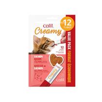 Guloseima Catit Creamy Lickable Cat, guloseima saudável para gatos, salmão, pacote com 12