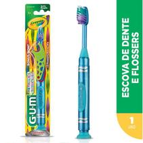 Gum Escova Dental Infantil Crayola Marker com 3 Flossers COR Sortida 1 Unidade