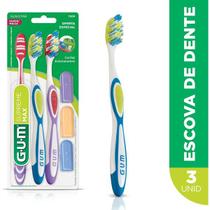 Gum Escova Dental Supreme MAX GUM com Limpador de Língua 3 UNID e Capa Sortidas