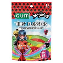 GUM Flosser Miraculous Fio Dental Infantil Com Haste 20 Unidades Sabor Uva