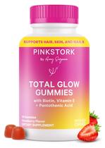 Gummies Pink Stork Total Glow para mulheres, cabelo, pele e unhas